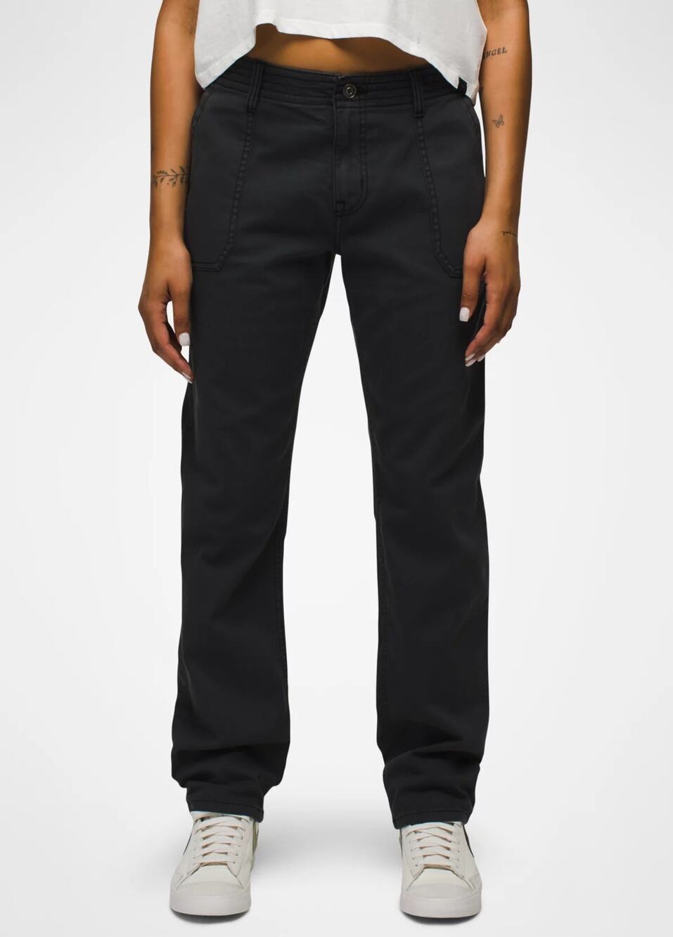 Prana Sancho Boyfriend Pant Size 6 Charcoal Relaxed Fit Mid Rise Stretch Organic